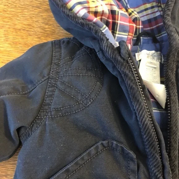 Ralph Lauren Blue Hooded Jacket w/ plaid lining